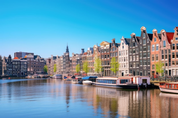 Canal en Amsterdam Países Bajos casas río