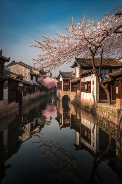 Un canal en la ciudad de wuxi