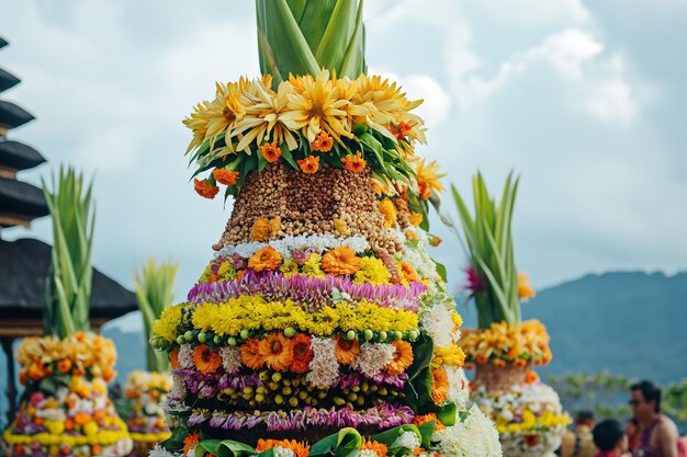 Canang sari y flores para la celebración de Nyepi