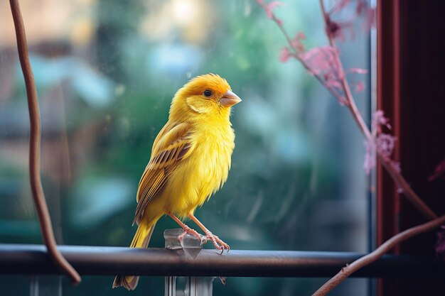 Canario amarillo sentado