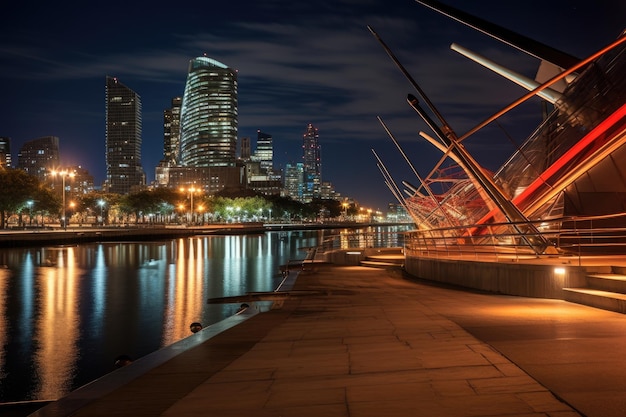 Foto canary wharf à noite buenos aires puerto madero à noite ai gerado