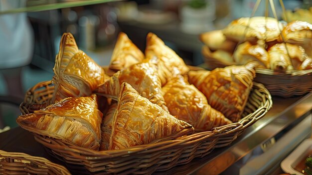 una canasta de croissants con una canasta De croissants