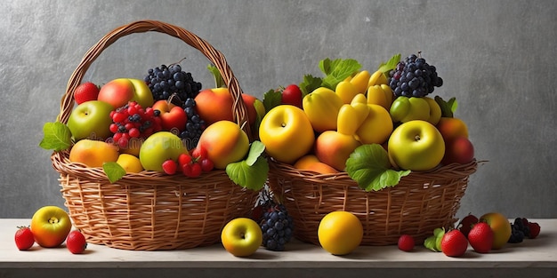 Una canasta de frutas con una canasta de frutas.