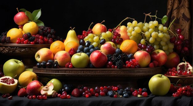 Foto una canasta de frutas, incluidas manzanas, peras y peras