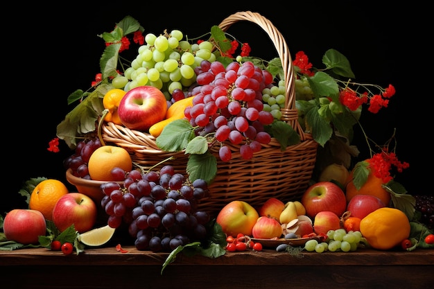 Foto una canasta de frutas