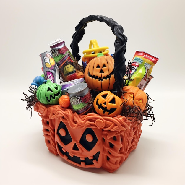 Foto una canasta de halloween llena de dulces