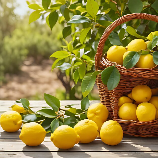 Foto una canasta de limones y una canasa de limones