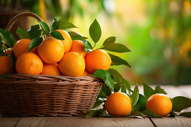 Una canasta llena de frutas de naranja