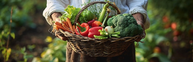 Una canasta llena de verduras frescas