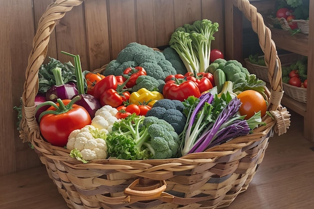 Una canasta llena de verduras