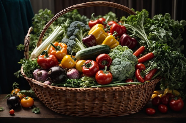 Una canasta llena de verduras