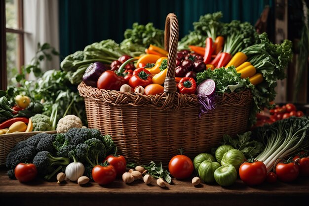 Una canasta llena de verduras