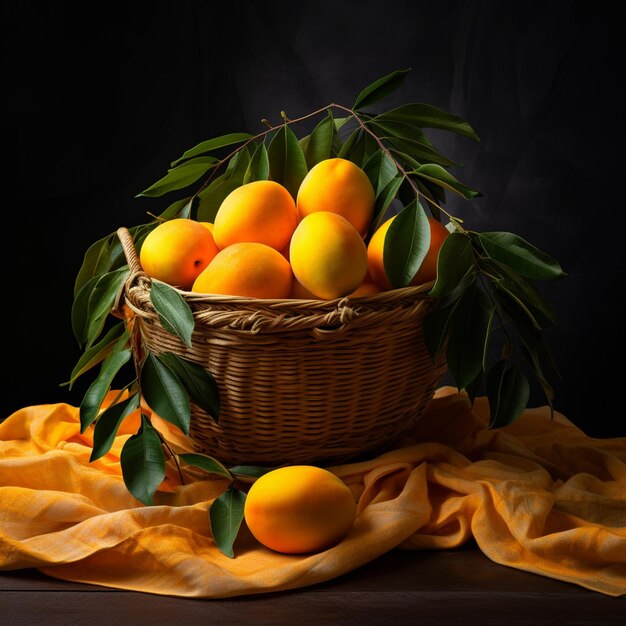 Una canasta de mango fresco