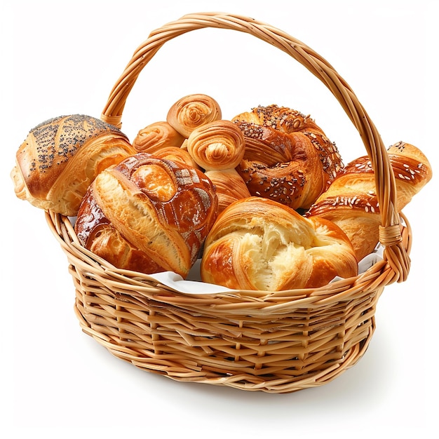 Foto una canasta de pan con una canasa de pan y una baguette