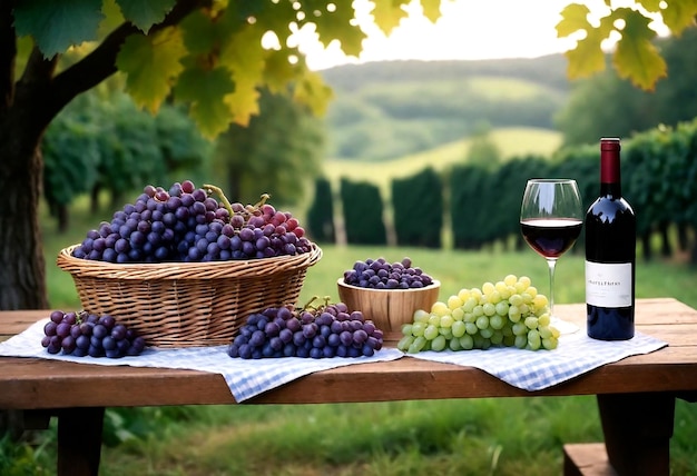 una canasta de uvas y una canasa de uvas con un fondo verde