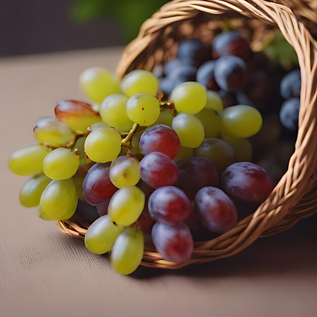 Foto una canasta de uvas con un ramo de uvas en ella