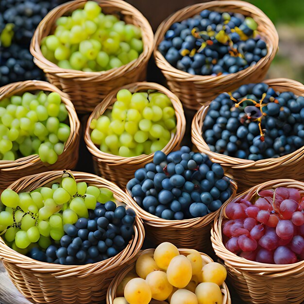 Foto una canasta de uvas y las uvas están en una canasta