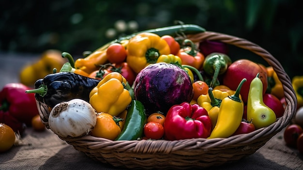 Una canasta de verduras