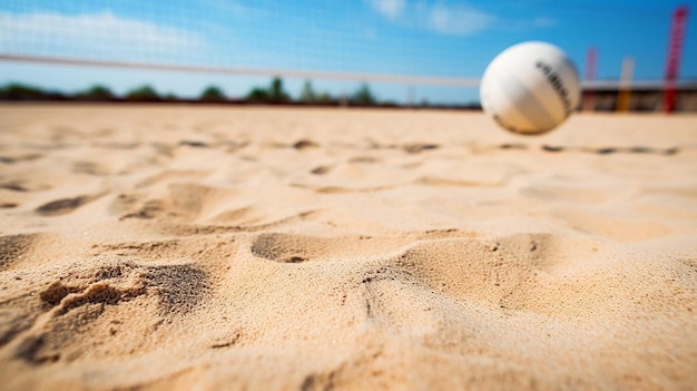 Cancha de arena de voleibol de playa con poca profundidad.