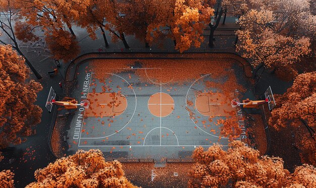 Foto una cancha de baloncesto con la palabra baloncesto en ella