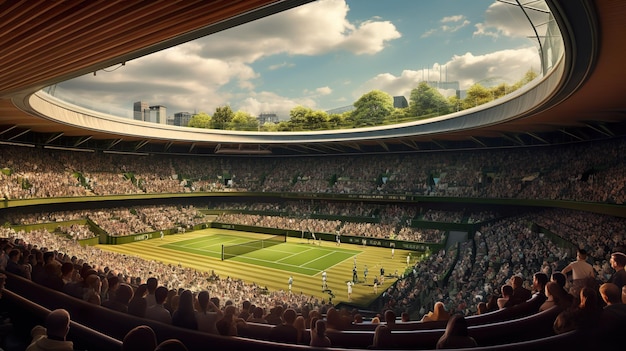 Una de las canchas centrales en los partidos del torneo de Wimbledon