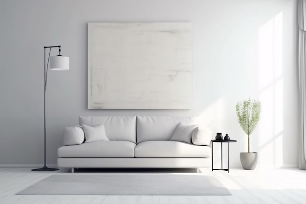 Foto candeeiro de fundo interior, sofá, luxo, moderno, parede, confortável, contemporâneo, elegante, sofá, espaço, generative ai