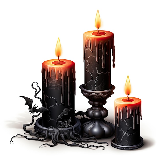 Candeias crânio fogo Halloween ilustração assustador horror desenho tatuagem vetor isolado adesivo fantasia