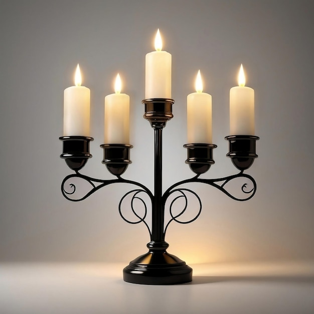 Candelabro con cinco velas encendidas