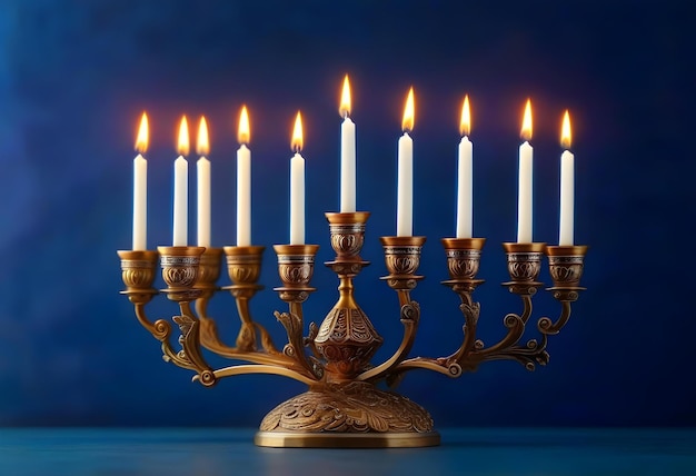 Candelabro de Hanukkah judaico Menorah 9 Ramo Candelabrio de férias