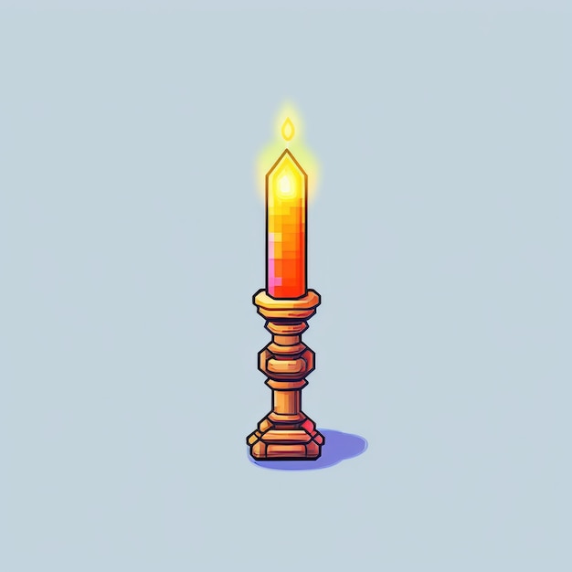 Candelabro Pixel Art con colores vibrantes