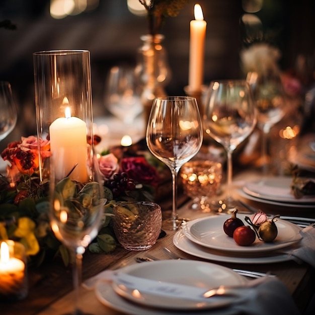 Candelabro a velas sobre la mesa en un restaurante para una cena festiva