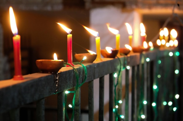 Foto candelas para las celebraciones de diwali tradiciones indias