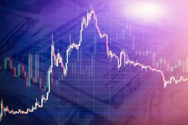Candle-Stick-Diagramm des Börseninvestitionshandels, des Konzeptdesigns der Börse und des Hintergrunds.