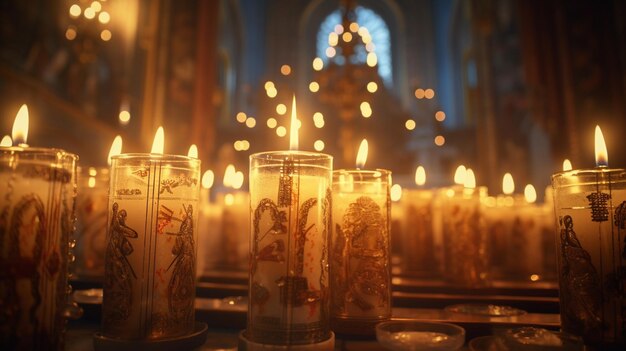 Candlemas-Tag brennende Kerzen Hintergrund goldenes Licht der Kerzenflamme