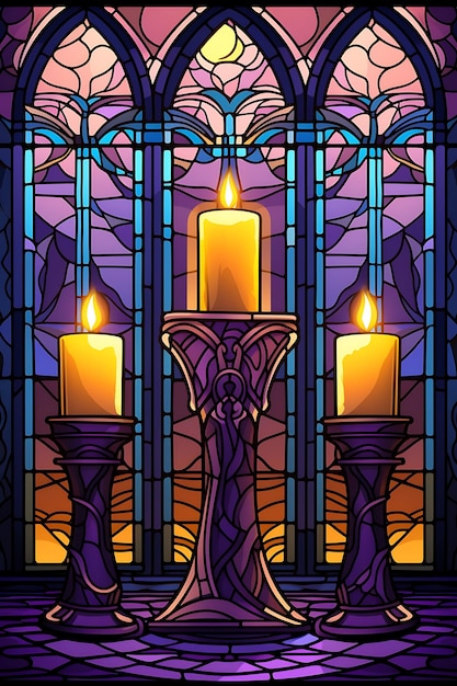 Candlesmas Day Single Candle With a Cross Shape Deep Purple und Gol Urlaubskonzeptbannerposter