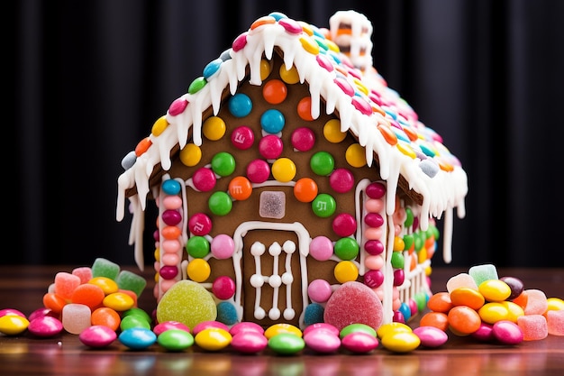 Candy Delight Gingerbread House adornado com doces