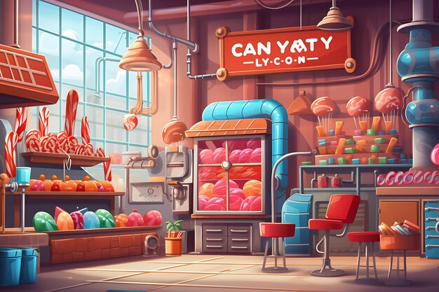 Candy Factory Candy Factory Hintergrund Candy-Herstellungsmaschinen B Kreatives Design Live-Stream Hintergrund