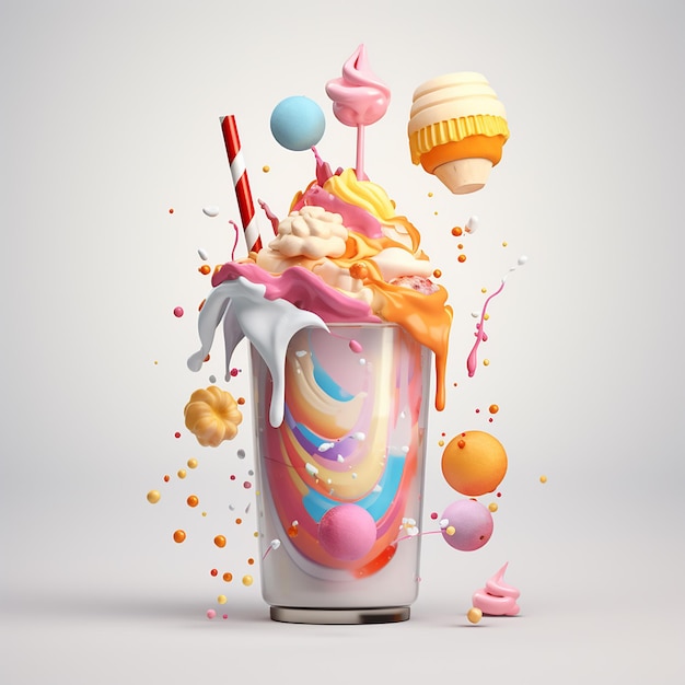 Candy-farbenes Milkshake-Logo mit Super-Details 4k