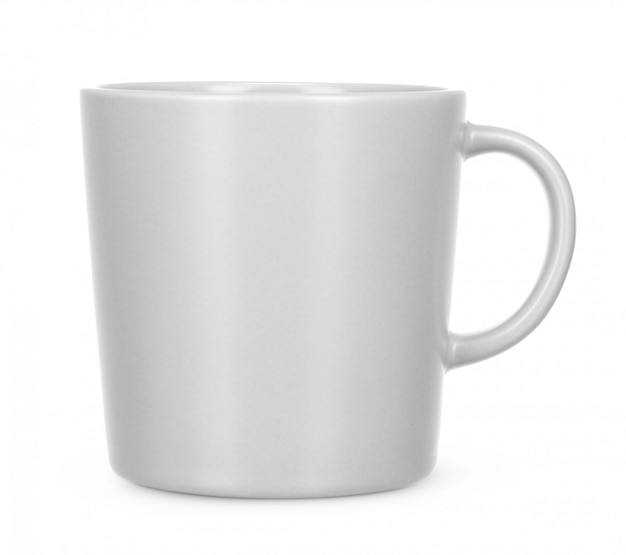 Caneca branca vazia isolar no fundo branco