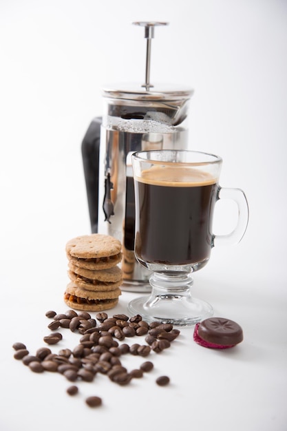 Caneca de café xícara imprensa francesa biscoitos de grãos de café