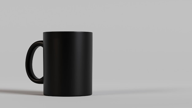 Caneca preta em fundo branco Mockup 3D Render