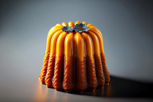 Canele com topo caramelo decorado com flor