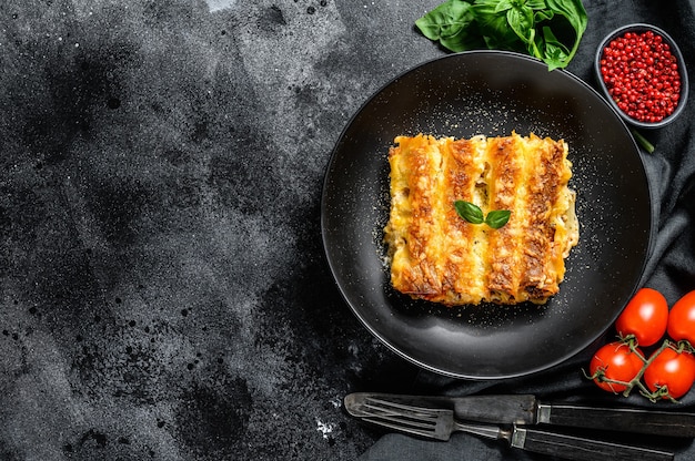 Canelones con salsa de ternera y tomate