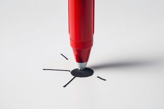 caneta de marcação vermelha isolada em fundo cinzento