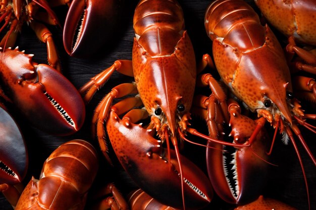 Cangrejo de garra, frutos do mar, lagosta cozida, comida fervida vermelha, peixe, fundo, cangrejo, IA generativa