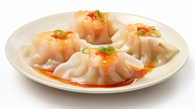 Cangrejo Dumpling Har Gow aislado en fondo blanco