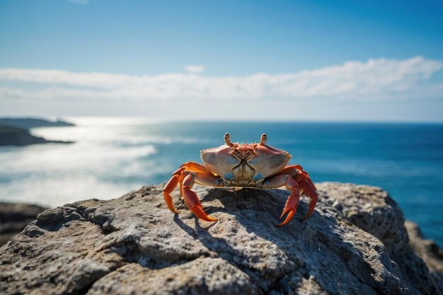 Cangrejo en una roca con vistas al océano