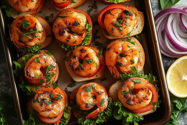 Cangrejos a la parrilla con especias y limón Con fondo de mariscos asados