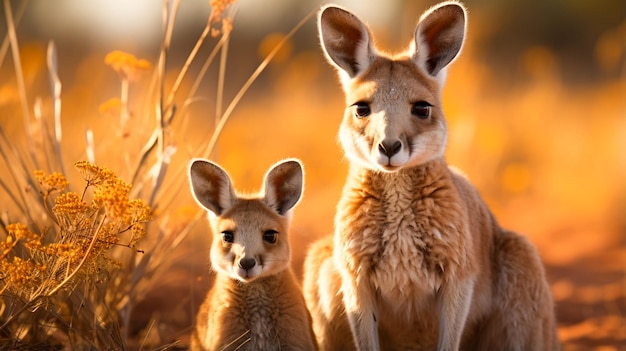 Los canguros en Australia, de cerca desde el frente