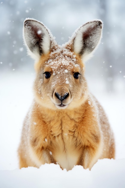 Canguru do Ártico na neve